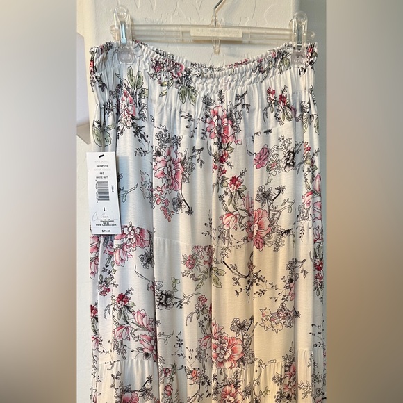 Calessa Long Floral Print Tiered Midi Skirt - Picture 2 of 8